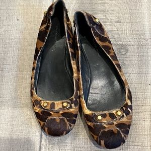 Balenciaga leopard fur leather flat shoe size 8